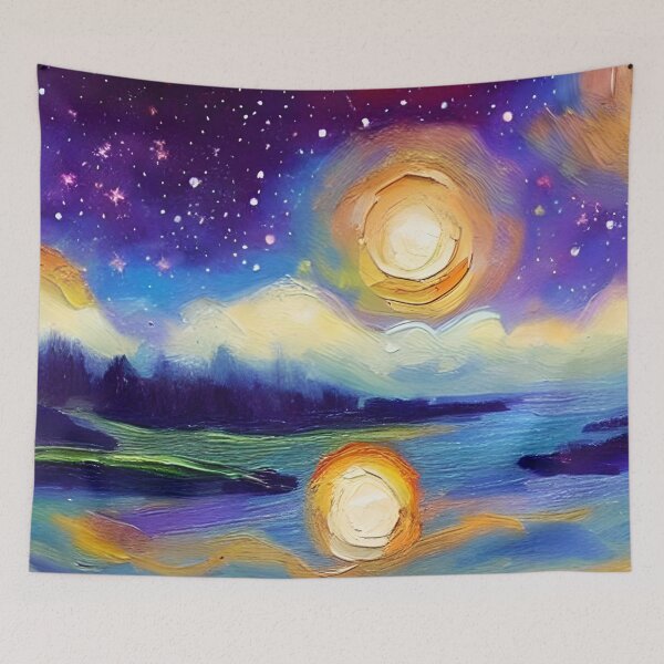 Item preview, Night Starry Sky Landscape, Colorful Night Sky Art, Nature Art, Spiritual Starry Art designed and sold by viewgraphics.