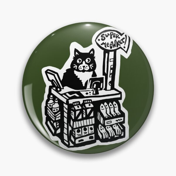 Item preview, Super Meowket Kitty Cat Cashier Illustration designed and sold by WhatWhatDesigns.