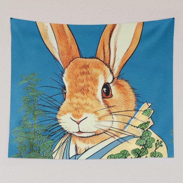 Item preview, Long Eared Flemish Giant Rabbit Bunny with Florals designed and sold by wigobun.