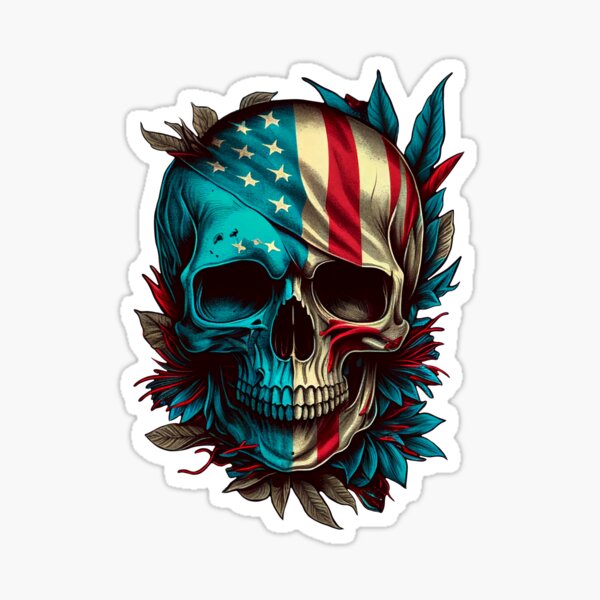 American Flag Skull Sticker For Sale By AgeeTattoos Redbubble american-flag-skull-sticker-for-sale-by-ageetattoos-redbubble