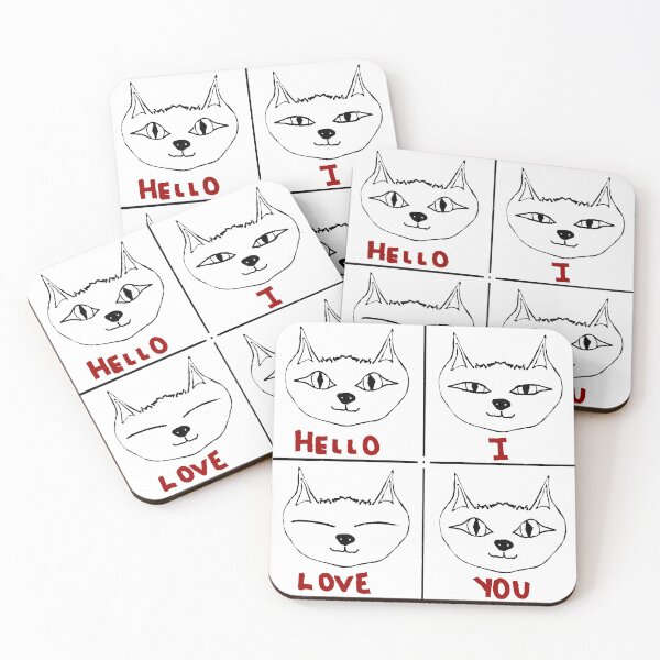 Item preview, Hello I Love You cat - black lines designed and sold by Nonsense-PW.