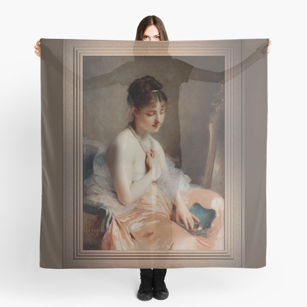 The Pearl-Necklace by Charles Chaplin Remastered Xzendor7 Classical Art Old Masters Reproductions Ladies Scarf