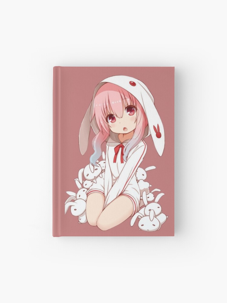 Pink Hair Anime Girl with Bunny Hoodie Journal