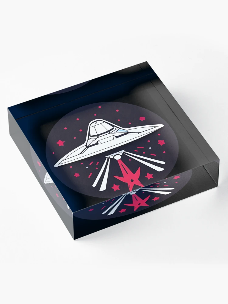Thumbnail 4 of 5, Acrylic Block, "Red Starship Rising" Sticker Design designed and sold by Litheon.