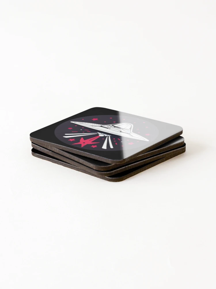 Thumbnail 4 of 5, Coasters (Set of 4), "Red Starship Rising" Sticker Design designed and sold by Litheon.