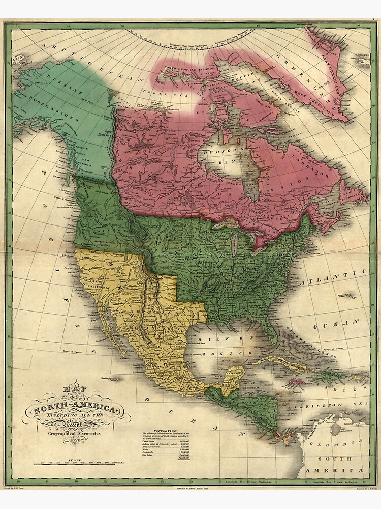 Lámina Fotográfica Mapa De América Del Norte 1826 De Allhistory Redbubble 4783