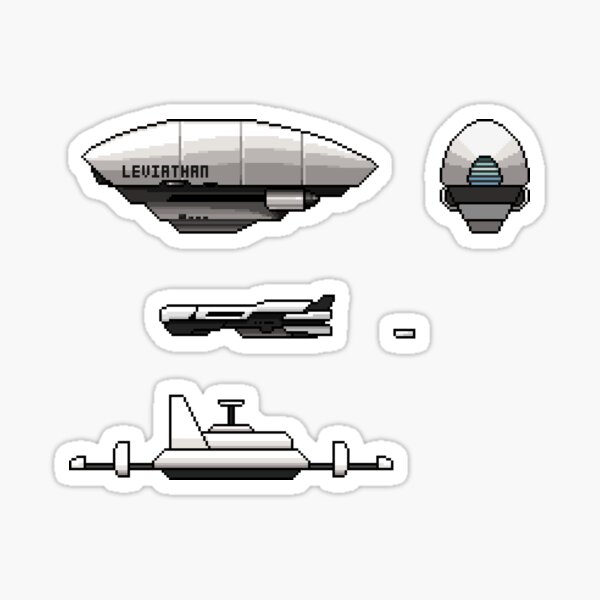 Space Colony Fleet (Pixel Art) Sticker