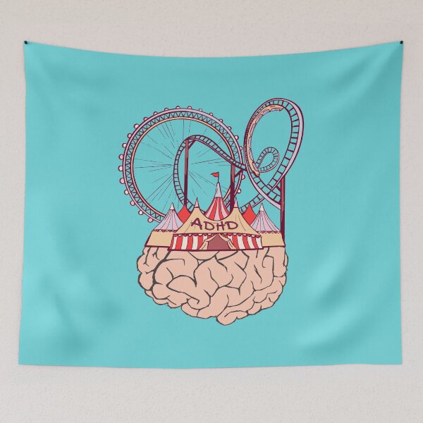 Item preview, ADHD Carnival Brain Amusement Park - Attention Deficit Hyperactive Disorder Awareness | Wired Differently |  Chemical Imbalance designed and sold by MJDezigns.