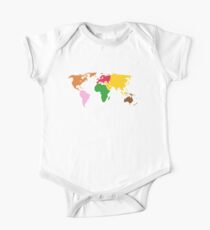 Montessori World Map Short Sleeve Baby One-Piece