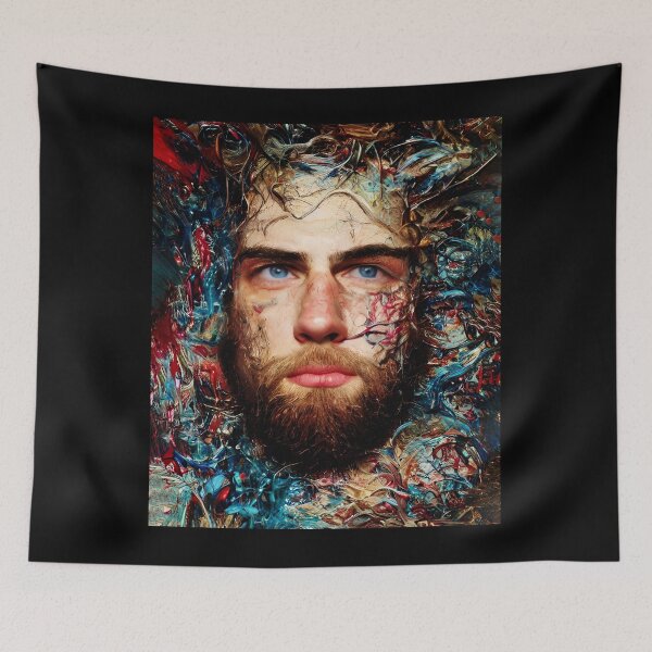 Item preview, Bearded Man Bursting Through a Jackson Pollock  designed and sold by LthrDaddyBear.