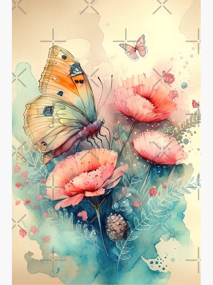 Beautiful watercolor painting with flowers and butterflies Greeting Card  for Sale by Remco Kouw