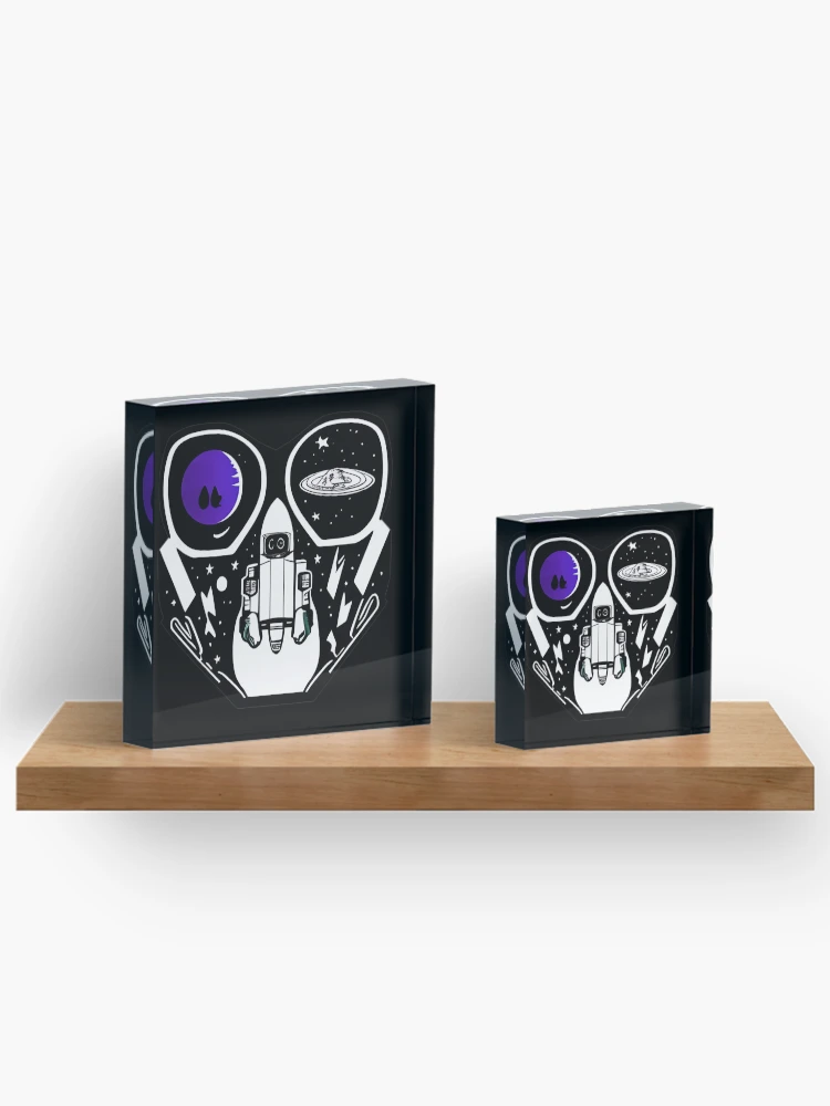 Thumbnail 3 of 5, Acrylic Block, Abstract Spaceman Rocket Sticker Design designed and sold by Litheon.