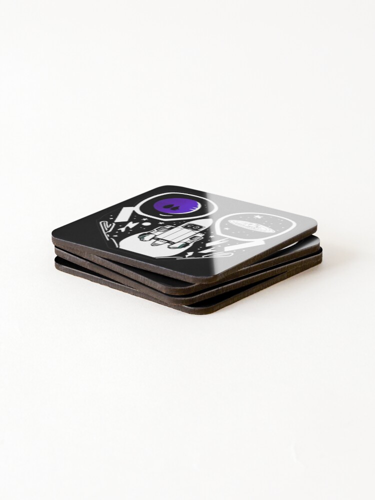 Thumbnail 4 of 5, Coasters (Set of 4), Abstract Spaceman Rocket Sticker Design designed and sold by Litheon.