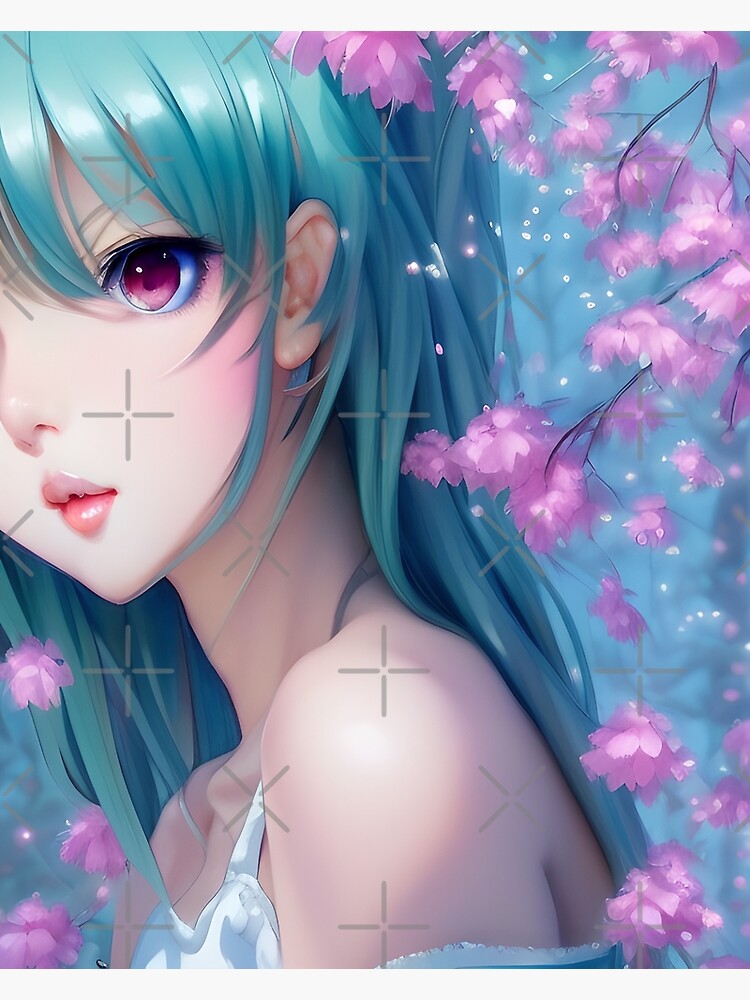 Cute kawai anime girl wallpaper with blue hair