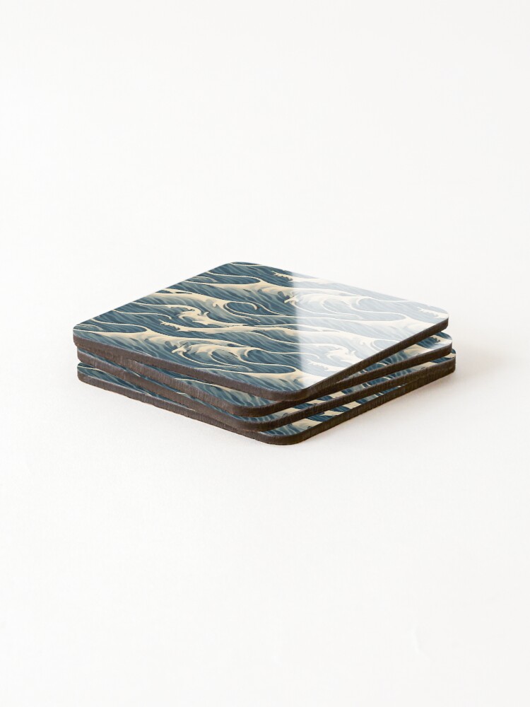 Thumbnail 4 of 5, Coasters (Set of 4), "Ocean Blue" Pattern Design designed and sold by Litheon.