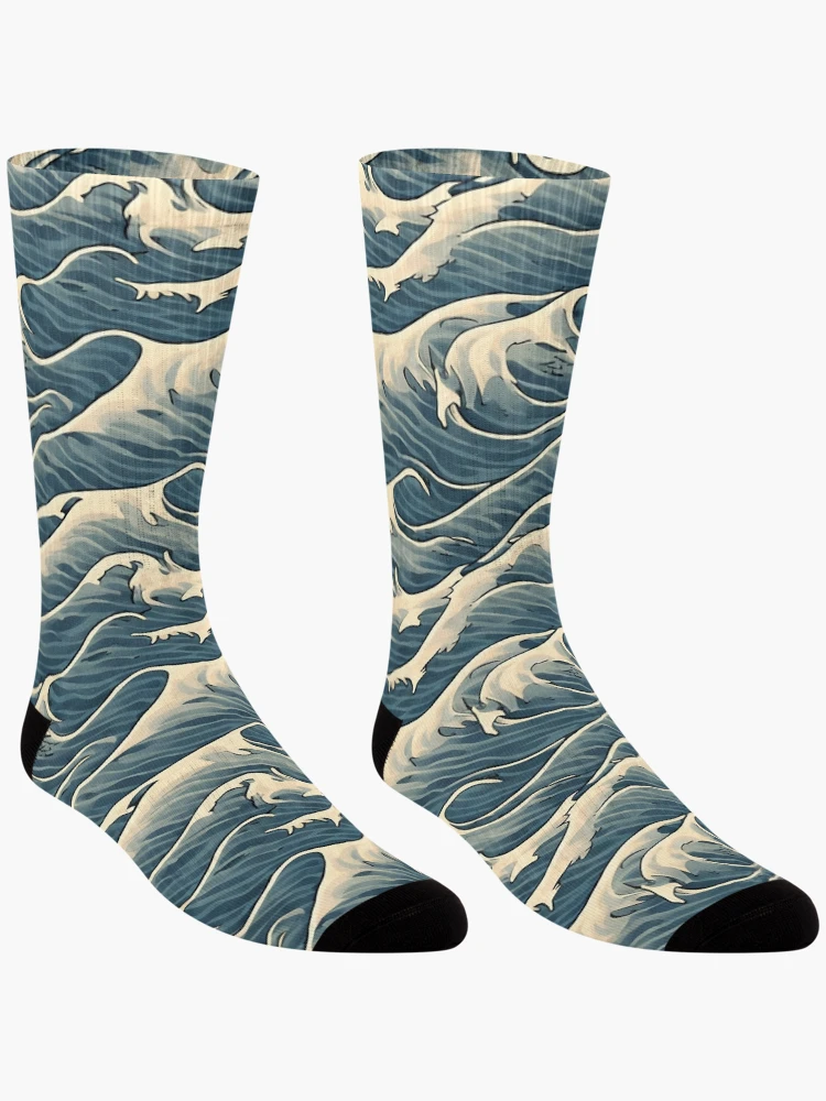 Thumbnail 3 of 5, Socks, "Ocean Blue" Pattern Design designed and sold by Litheon.