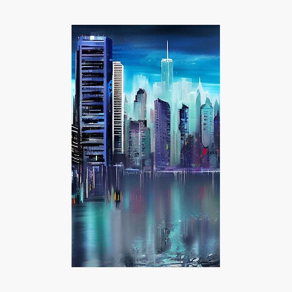 W flag Chicago skyline digital drawing | Art Board Print