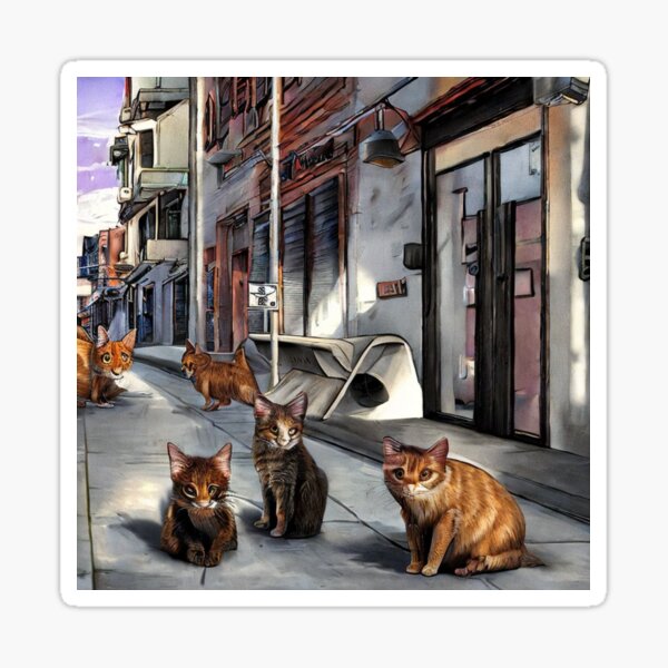 Illustration street cats Sticker