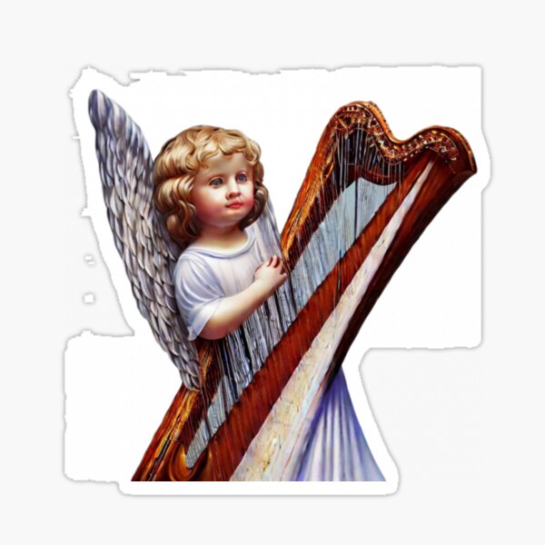 Illustration angel with harp Sticker