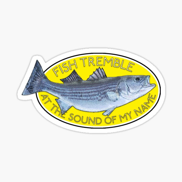 Vista previa del artículo con la obra «TREMBLE DE PESCADO EN EL SONIDO DE MI NOMBRE (Striper)», diseñado y vendido por NewNomads.