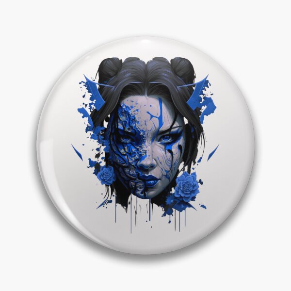 Item preview, Hannya girl Sticker blue designed and sold by 2rose.