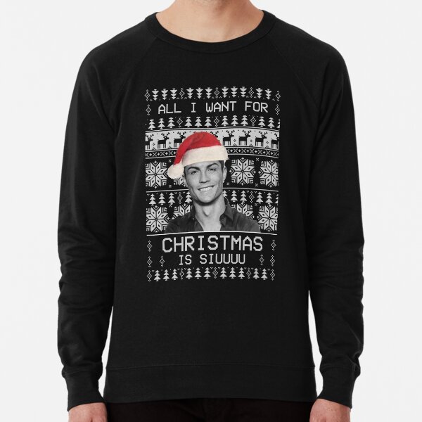 Vista previa del artículo con la obra «Cristiano Ronaldo Siuuu Suéter navideño divertido», diseñado y vendido por Life Stuff.