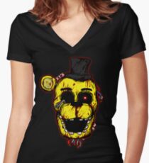 Bloody Golden Freddy FNAF Women's Fitted V-Neck T-Shirt