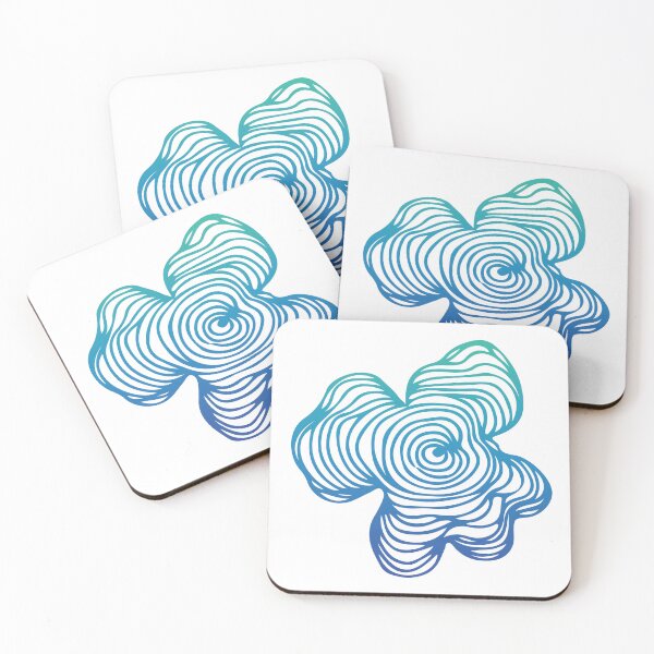 Item preview, Blue Green Gradient Topography Contour Line Art Graphic Tree Growth Rings Flower White designed and sold by Ciara Shortall.