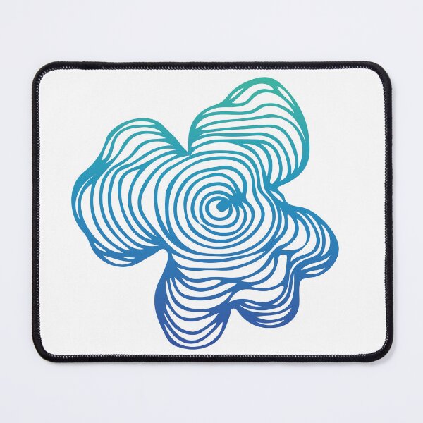 Item preview, Blue Green Gradient Topography Contour Line Art Graphic Tree Growth Rings Flower White designed and sold by Ciara Shortall.