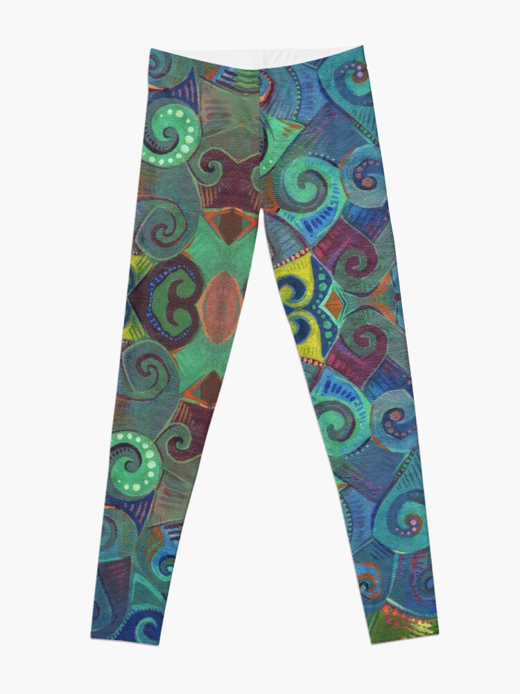 Alternate view of Blue Rainbow Swirl Design - 2017 Leggings