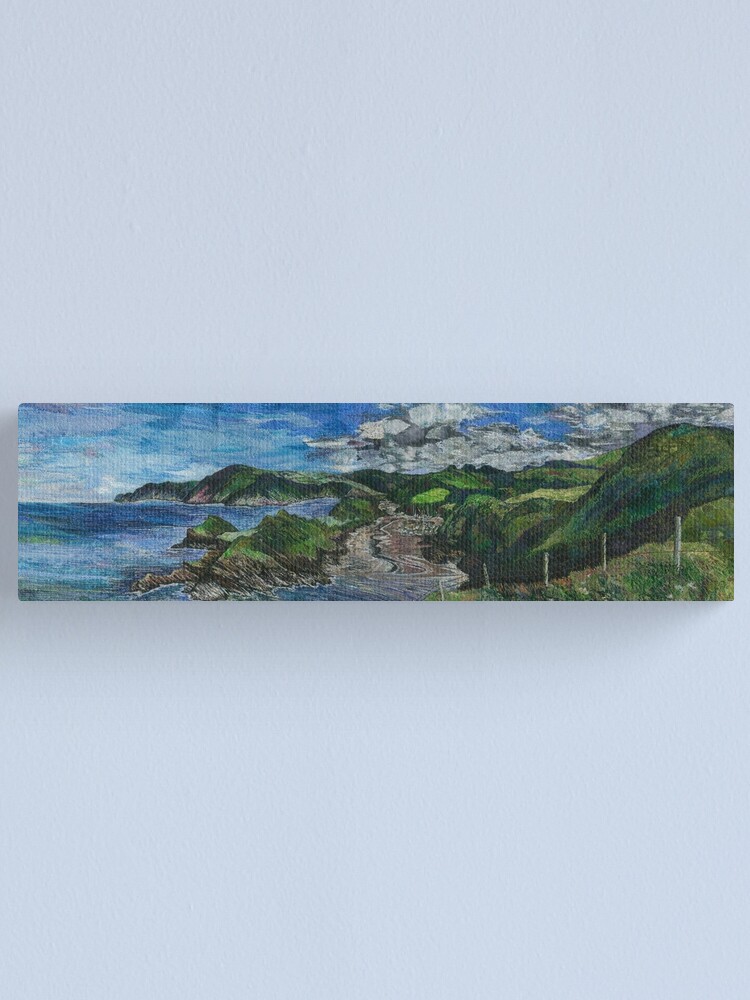 Aperçu 1 sur 3. Impression sur toile avec l'œuvre Watermouth Bay, broderie de la côte du North Devon - Art textile créée et vendue par RWTextileArt.