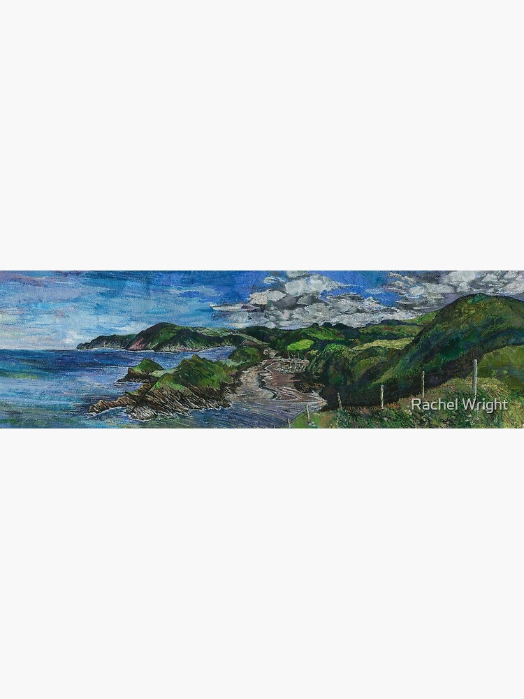Aperçu 3 sur 3. Impression artistique avec l'œuvre Watermouth Bay, broderie de la côte du North Devon - Art textile créée et vendue par RWTextileArt.