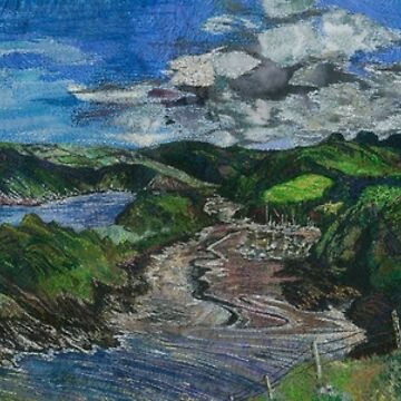 Aperçu de l'œuvre Watermouth Bay, broderie de la côte du North Devon - Art textile de RWTextileArt
