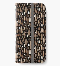 White brown watercolor strokes on a black background iPhone Wallet/Case/Skin