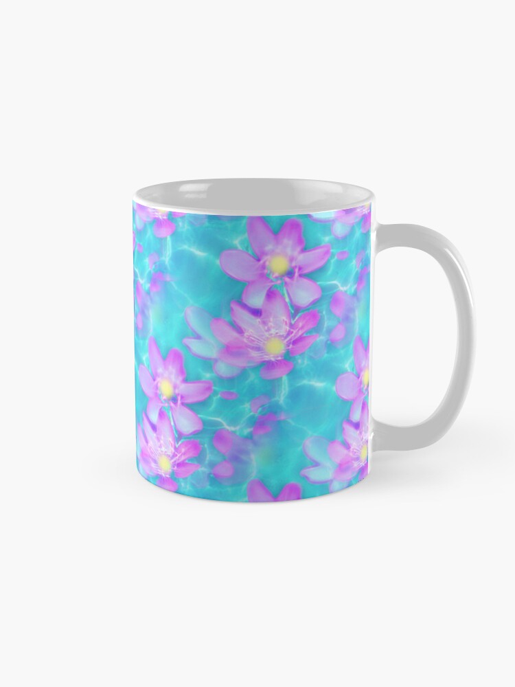 Pink Flowers Ceramic Mug, Cute Floral Mug Cup 11oz, Kawaii Flower Mug Gift,  Pastel Pink Flower Drinkware, Aesthetic Tea or Coffee Mug 