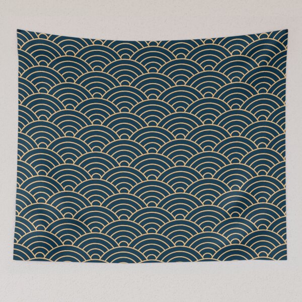 Item preview, Seigaiha waves pattern - dark blue designed and sold by BattaAnastasia.