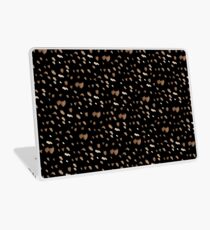White brown watercolor specks on a black background Laptop Skin