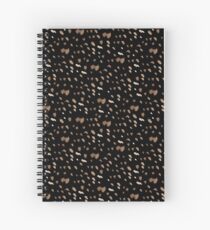 White brown watercolor specks on a black background Spiral Notebook