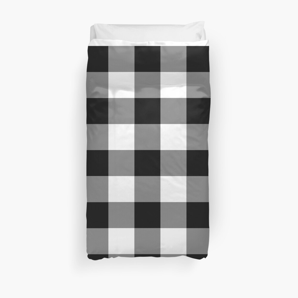 "White and Black Buffalo Plaid Check" Duvet Cover by AnnDrake Redbubble