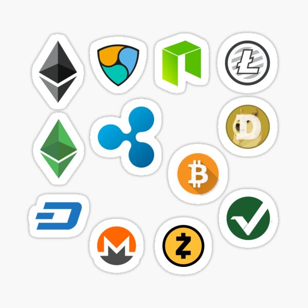 Crypto band #1 (BTC, LTC, ETH, ETC, DASH, DOGE, VTC, XEM, NEM, XRP, ZEC, NEO) Sticker