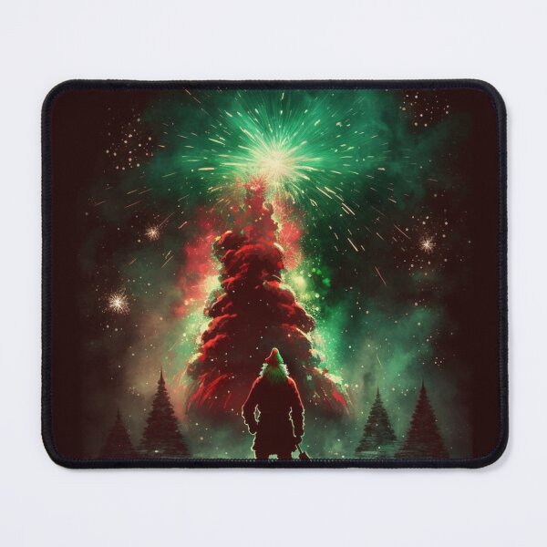 Item preview, Santa standing under green and red firecrackers designed and sold by sammgdesign.