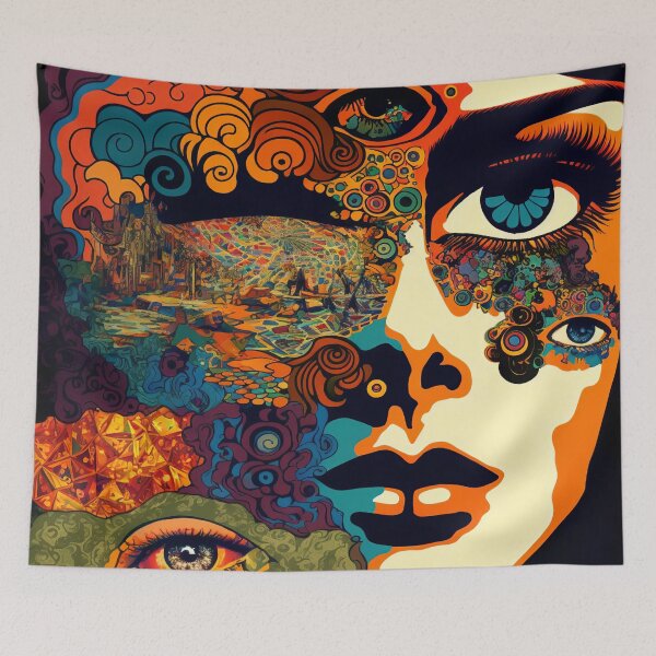 Item preview, Psychodelic Half Face With Random Eyes designed and sold by kansaikate.