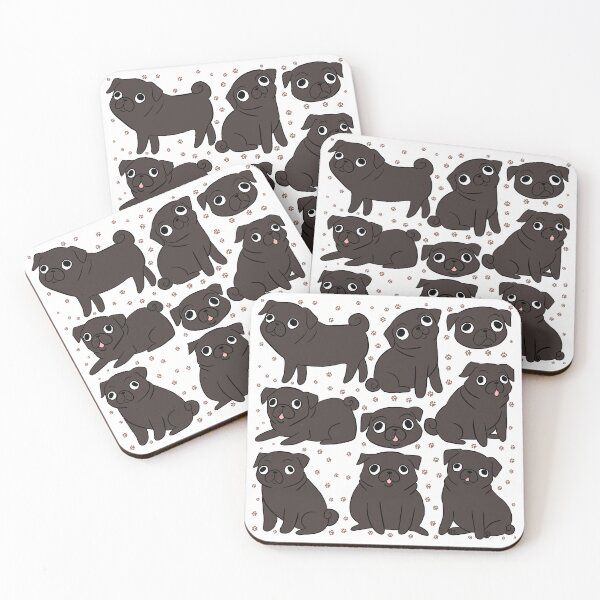 Item preview, Black Pug illustration pattern  designed and sold by Yarafantasyart.