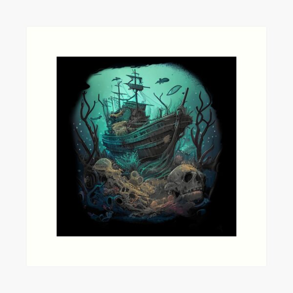 Piracy Digital Art Prints Pirate Ship Artwork Kraken Sea Ocean Water  Oceanic Surreal Art Home Decor -  Canada