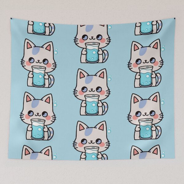 Artikelvorschau, Wasserflasche Kitty | Wasserflasche Katze | Kawaii Chibi Anime-Katzen | Hydrokatzen 001 entworfen und verkauft von Catcosm.