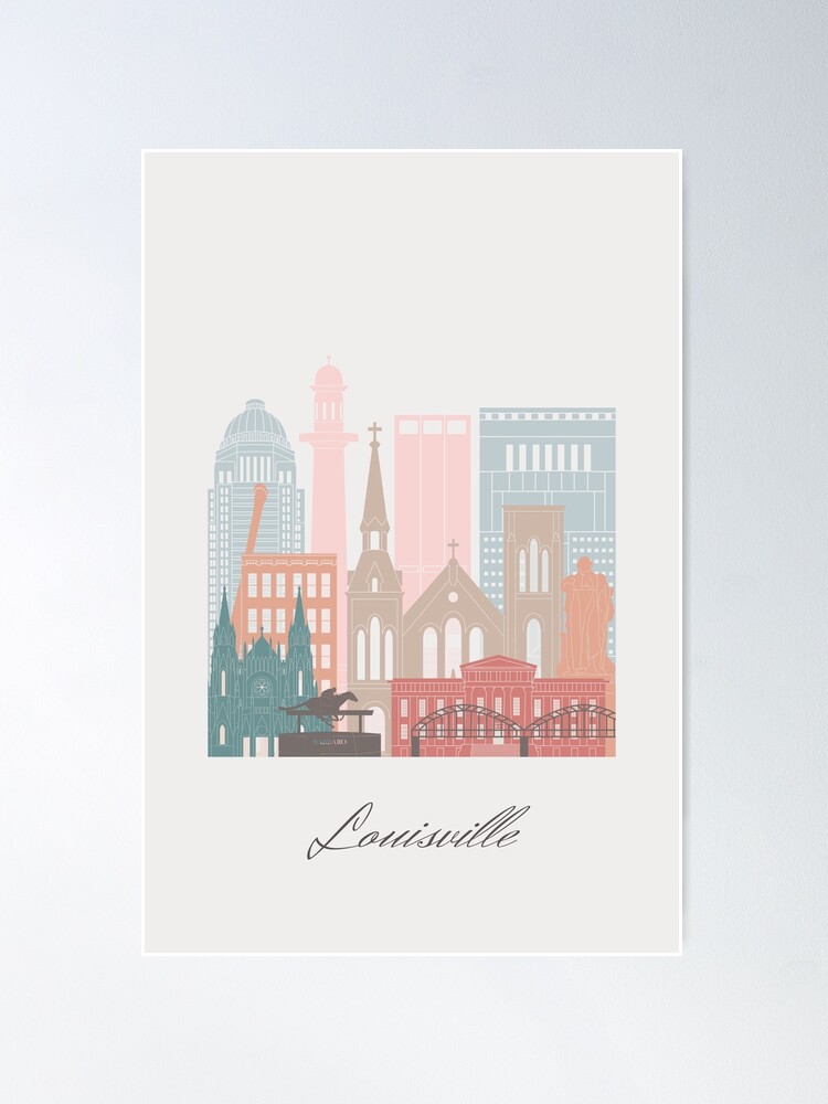 Louisville Skyline City Map Art: Canvas Prints, Frames & Posters