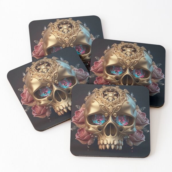 Item preview, Golden and botanic skull #002 designed and sold by Anas Xenophon.