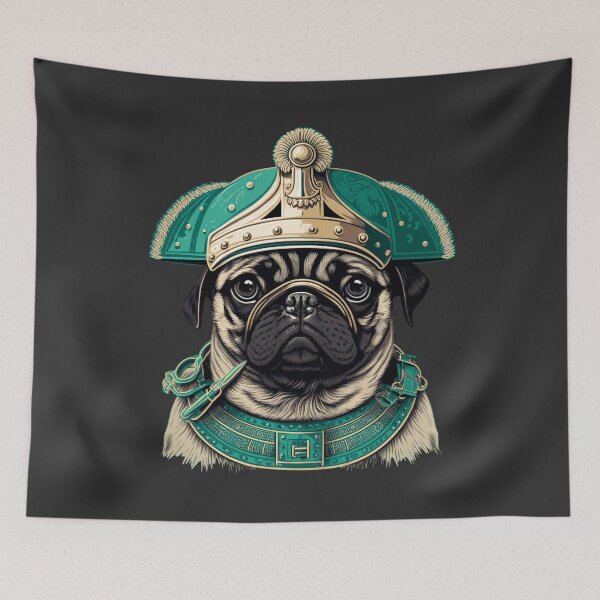 Item preview, Pug with a Middle Ages Helmet designed and sold by Bondoboxy.