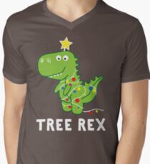 Funny Christmas Dinosaur Tree Rex Men's V-Neck T-Shirt