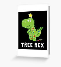 Funny Christmas Dinosaur Tree Rex Greeting Card